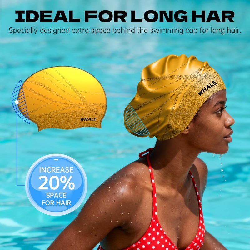Whale Extra Large Swim Cap Designed for Men and Women with Thick, Long Hair, Hair Extensions Or Afro-Textured Hair Long-Hair Swim Cap Highly Waterproof to Keep Hair Dry - Image 4